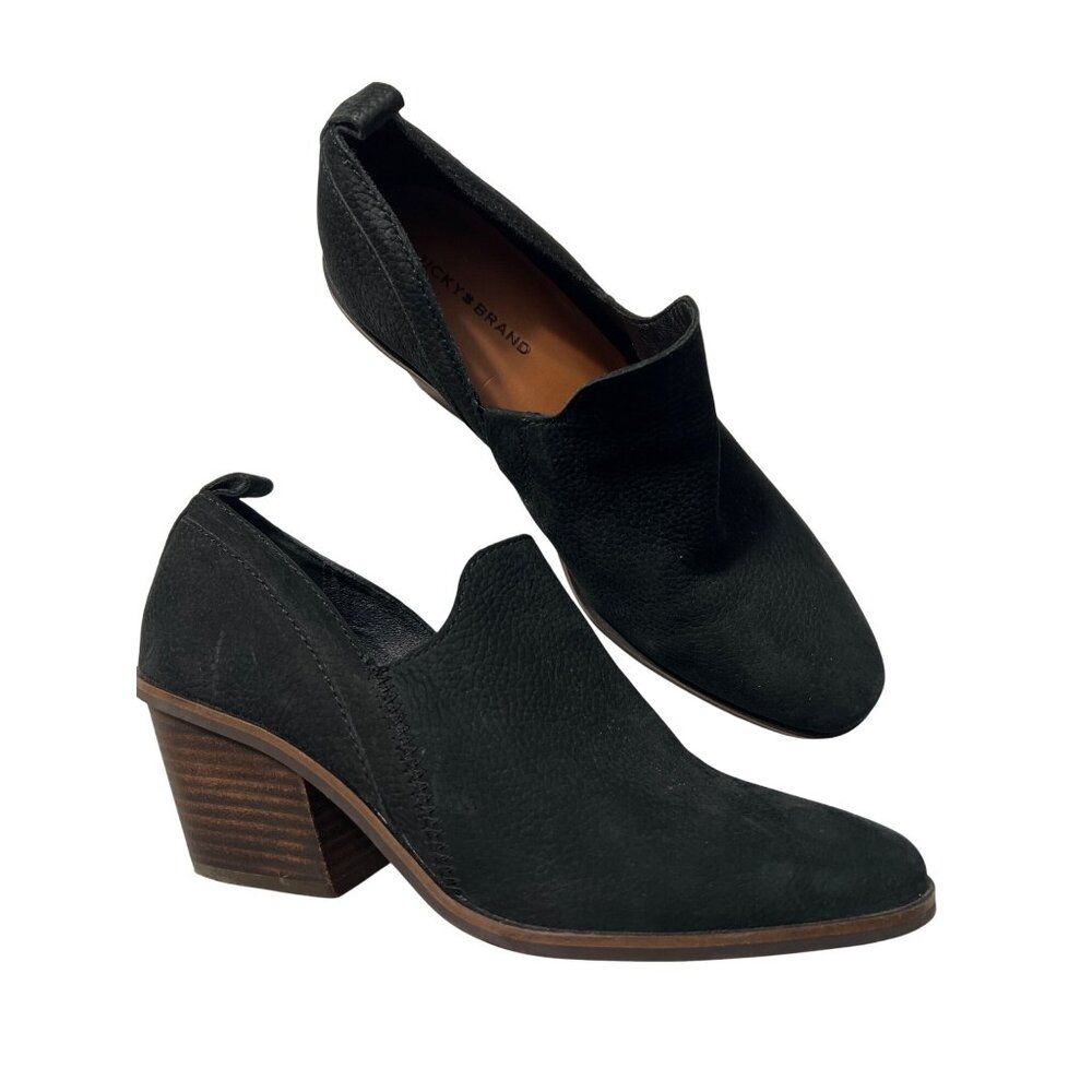 Lucky Brand Black Suede Pointed Toe Booties Size 9